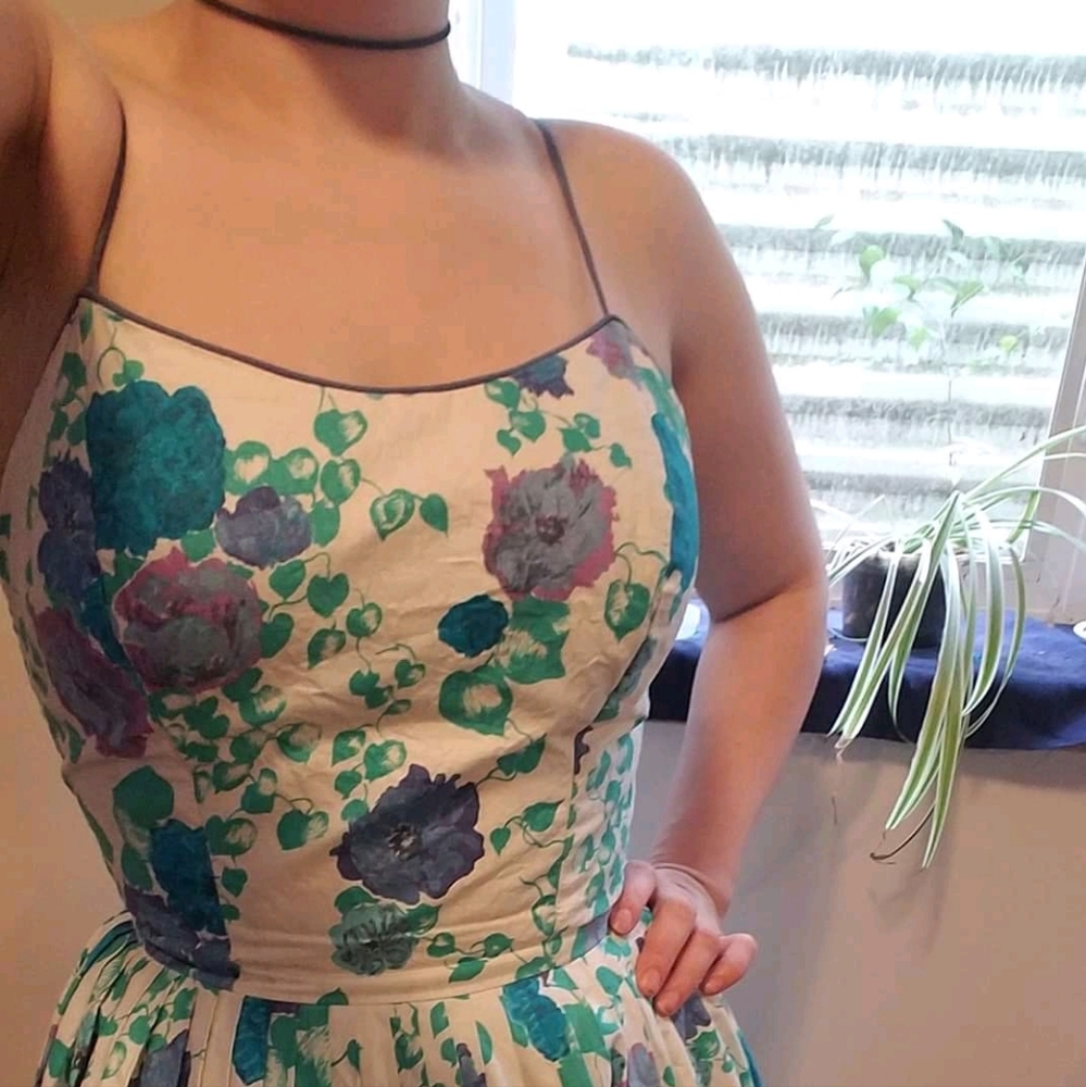Vintage 1950s Reversible Purple Floral Dress